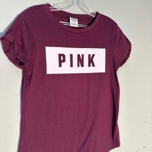 Pink Short Sleeve Maroon T-shirt